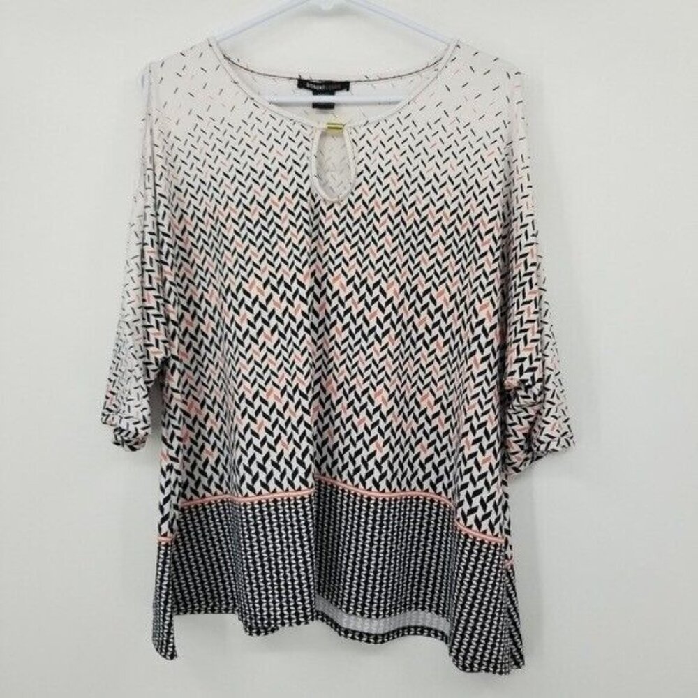 Robert Louis Cold Shoulder Chevron Print Women's Dress Shirt Size XL
